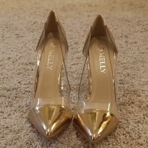 Melly M Gold Pointed Heels